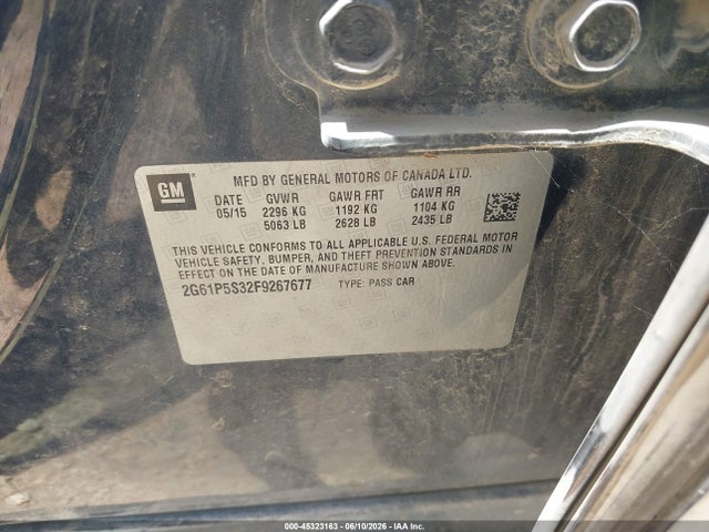 2015 Cadillac Xts Premium მანქანა იყიდება აუქციონზე, vin: 2G61P5S32F9267677, აუქციონის ნომერი: 45323163