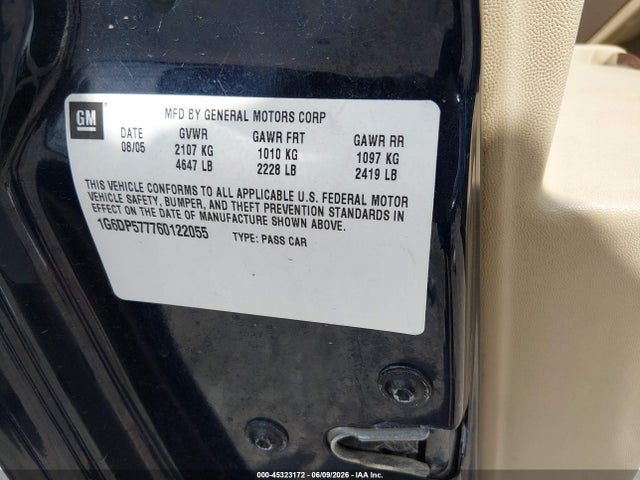 2006 Cadillac Cts Standard მანქანა იყიდება აუქციონზე, vin: 1G6DP577760122055, აუქციონის ნომერი: 45323172