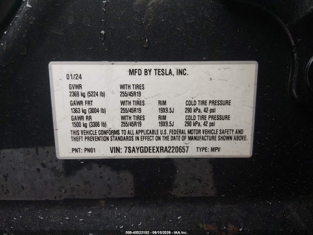 Продажа на аукционе авто 2024 Tesla Model Y Long Range Dual Motor All-wheel Drive, vin: 7SAYGDEEXRA220657, номер лота: 45323182