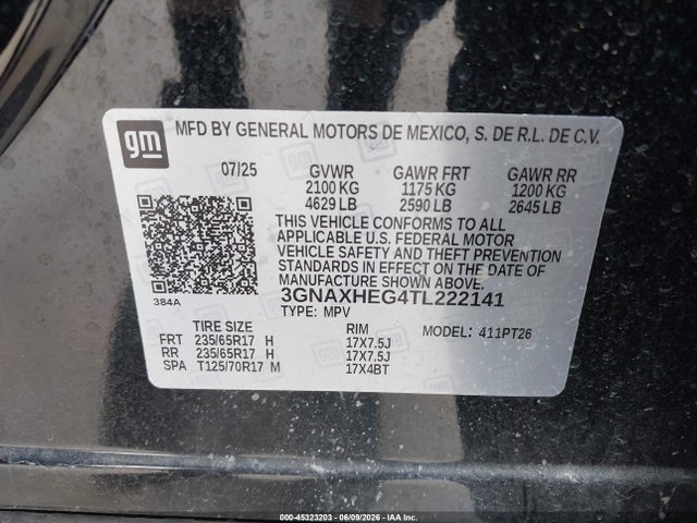 45323203 :رقم المزاد ، 3GNAXHEG4TL222141 vin ، 2026 Chevrolet Equinox Fwd Lt مزاد بيع