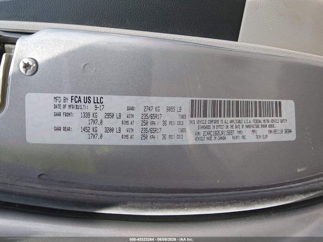 Продаж на аукціоні авто 2018 Chrysler Pacifica Touring L, vin: 2C4RC1BG5JR115697, номер лоту: 45323264