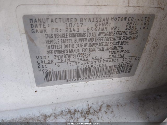 Nissan SENTRA SV 2018 3N1AB7AP3JY205468 Image 9