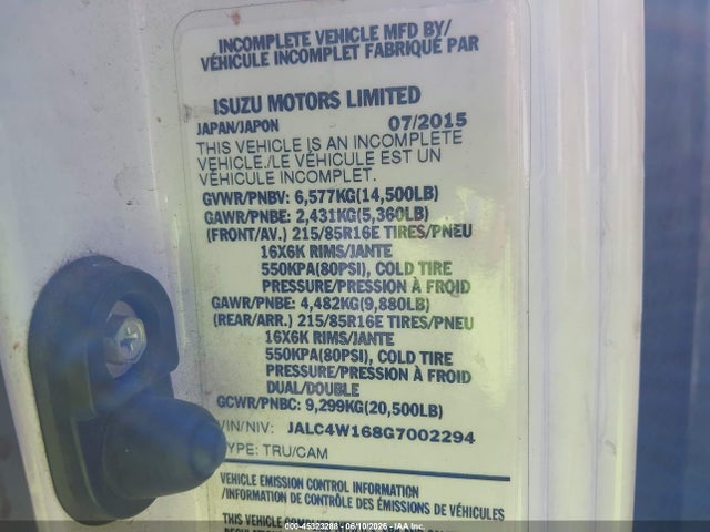 Isuzu Npr Dsl Reg At 2016 JALC4W168G7002294 Image 8