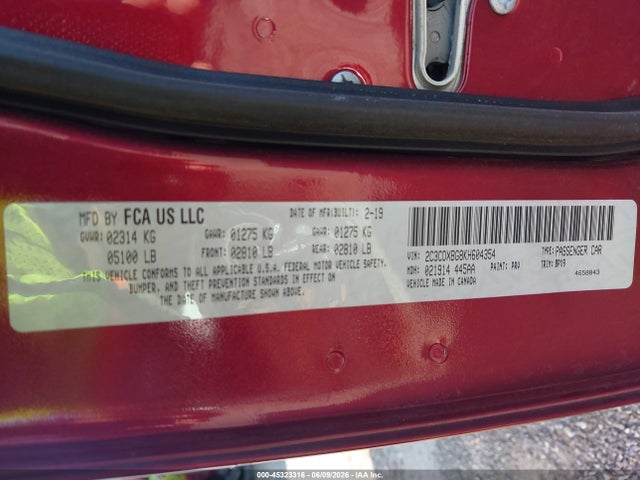 Продаж на аукціоні авто 2019 Dodge Charger Sxt Rwd, vin: 2C3CDXBG8KH604354, номер лоту: 45323316