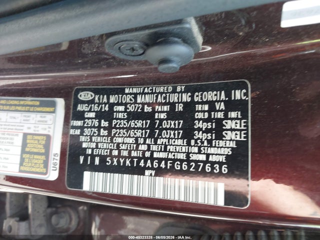 5XYKT4A64FG627636 KIA SORENTO LX