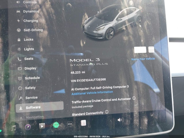 45323364 :رقم المزاد ، 5YJ3E1EA4LF739366 vin ، 2020 Tesla Model 3 Standard Range Plus Rear-wheel Drive/standard Range Rear-wheel Drive مزاد بيع