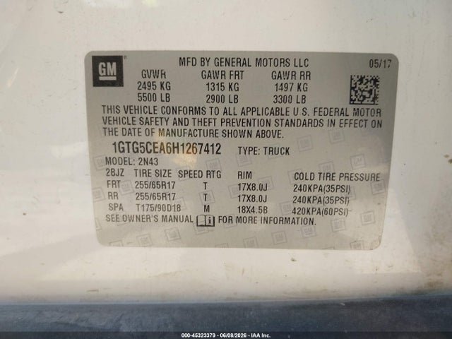 GMC CANYON SLE 2017 1GTG5CEA6H1267412 Image 9