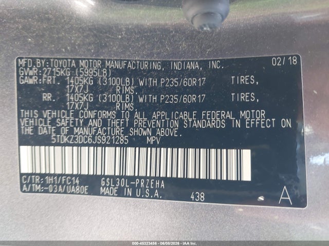 Toyota Sienna Le 8 Passenger 2018 5TDKZ3DC6JS921285 Image 9