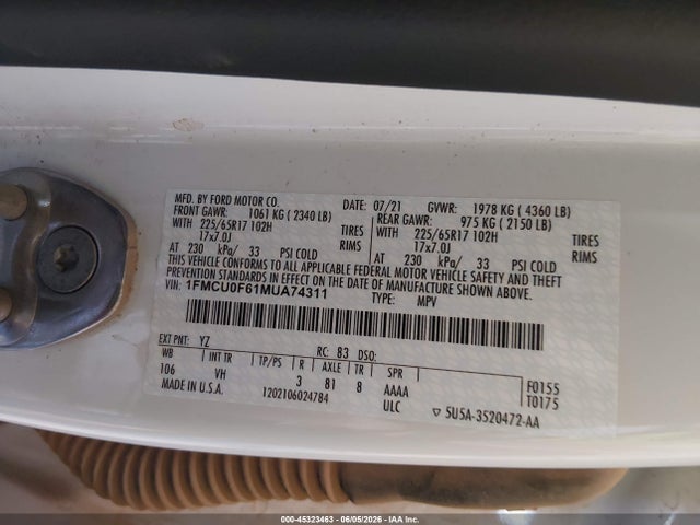 Ford ESCAPE S 2021 1FMCU0F61MUA74311 Image 9