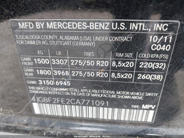 Aukcja sprzedaży 2012 Mercedes-benz Gl 350 Bluetec 4matic, vin: 4JGBF2FE2CA771091, numer aukcji: 45323485
