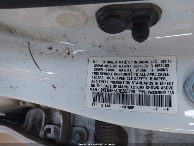 Aukcja sprzedaży 2013 Honda Civic Hybrid, vin: 19XFB4F24DE200896, numer aukcji: 45323508