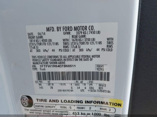 1FTFW1R64EFB68511 Ford F-150 Svt Raptor