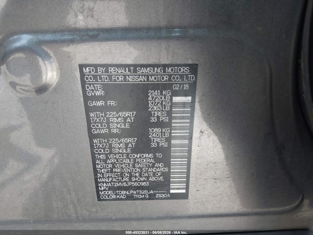 KNMAT2MV6JP560983 Nissan ROGUE S