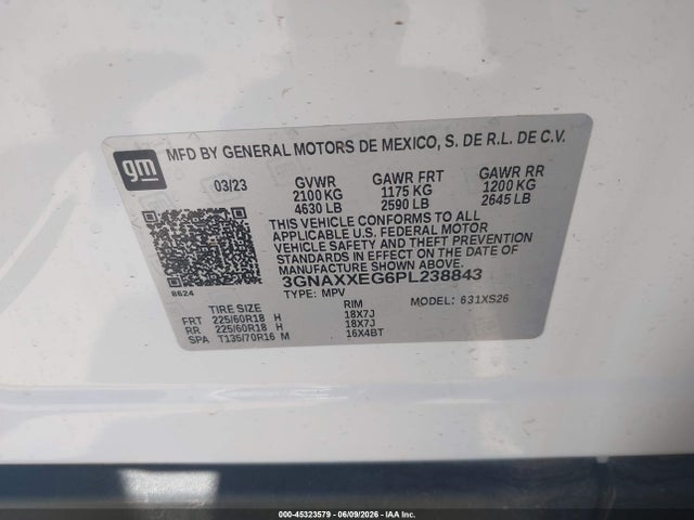 3GNAXXEG6PL238843 Chevrolet Equinox Awd Premier