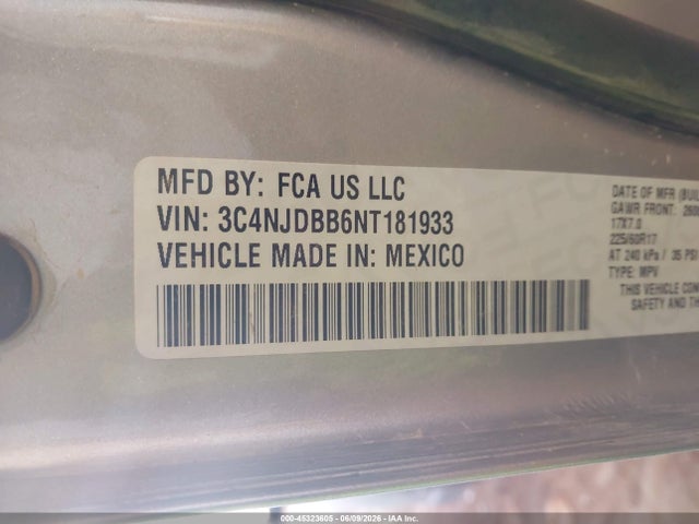 Продажа на аукционе авто 2022 Jeep Compass Latitude 4x4, vin: 3C4NJDBB6NT181933, номер лота: 45323605