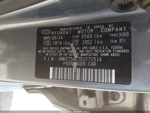 Продаж на аукціоні авто 2014 Hyundai Accent Gs, vin: KMHCT5AE7EU171514, номер лоту: 45323617