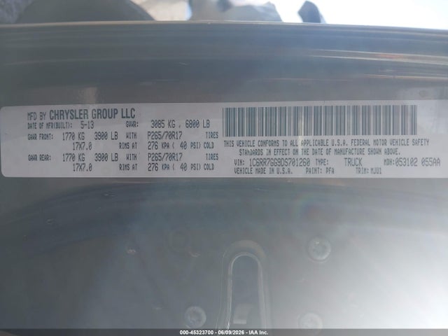 Aukcja sprzedaży 2013 Ram 1500 Slt, vin: 1C6RR7GG9DS701260, numer aukcji: 45323700