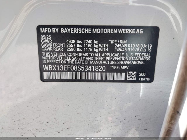 45323719 :رقم المزاد ، WBX13EF08S5341820 vin ، 2025 Bmw X1 M35i مزاد بيع