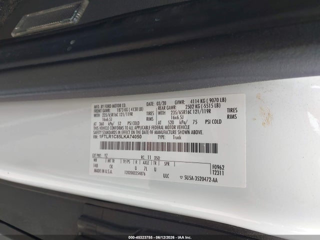 Aukcja sprzedaży 2020 Ford Transit-250, vin: 1FTLR1C85LKA74050, numer aukcji: 45323755