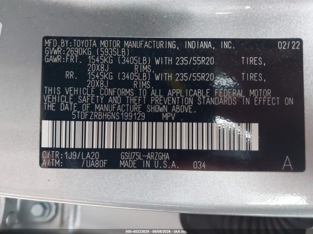 Toyota Highlander Platinum 2022 5TDFZRBH6NS199129 Image 9