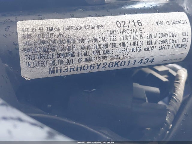 Продажа на аукционе авто 2016 Yamaha Yzfr3, vin: MH3RH06Y2GK011434, номер лота: 45323848