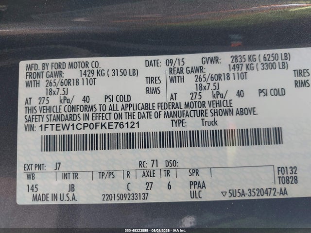 Ford F-150 Xlt 2015 1FTEW1CP0FKE76121 Image 9