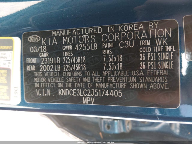 Aukcja sprzedaży 2018 Kia Niro Touring, vin: KNDCE3LC2J5174405, numer aukcji: 45323959