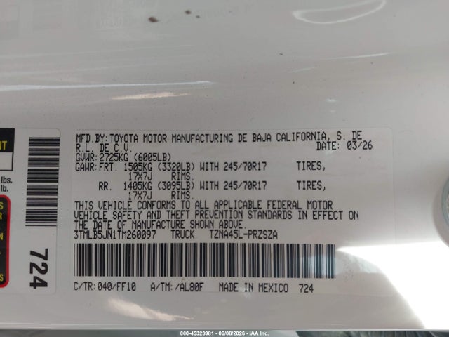 Toyota Tacoma Sr5 2026 3TMLB5JN1TM260097 Image 9
