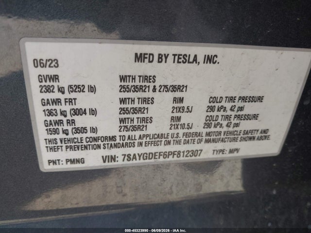 Aukcja sprzedaży 2023 Tesla Model Y Performance Dual Motor All-wheel Drive, vin: 7SAYGDEF6PF812307, numer aukcji: 45323990