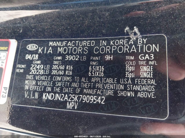 Продаж на аукціоні авто 2019 Kia Soul, vin: KNDJN2A25K7909542, номер лоту: 45324021