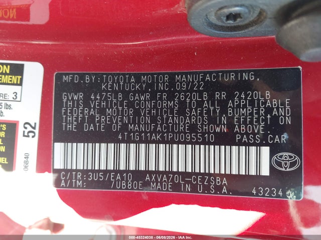 Toyota CAMRY SE 2023 4T1G11AK1PU095510 Image 9