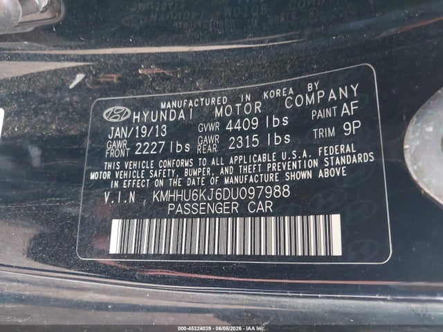 Aukcja sprzedaży 2013 Hyundai Genesis, vin: KMHHU6KJ6DU097988, numer aukcji: 45324039