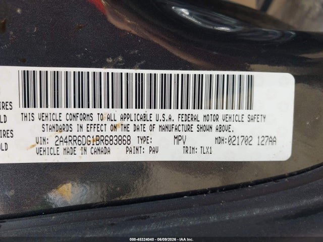 Aukcja sprzedaży 2011 Chrysler Town & Country Limited, vin: 2A4RR6DG1BR683868, numer aukcji: 45324040