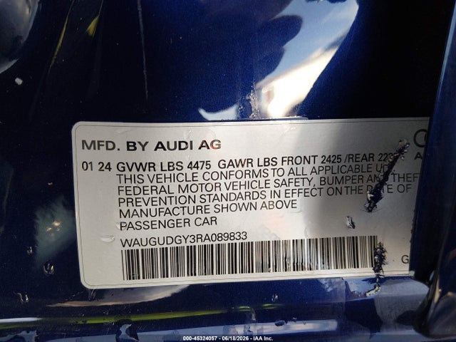 Aukcja sprzedaży 2024 Audi A3 Premium 40 Tfsi Quattro S Tronic, vin: WAUGUDGY3RA089833, numer aukcji: 45324057