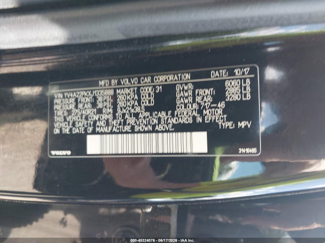 Продажа на аукционе авто 2018 Volvo Xc90 T6 Momentum, vin: YV4A22PKXJ1335888, номер лота: 45324076