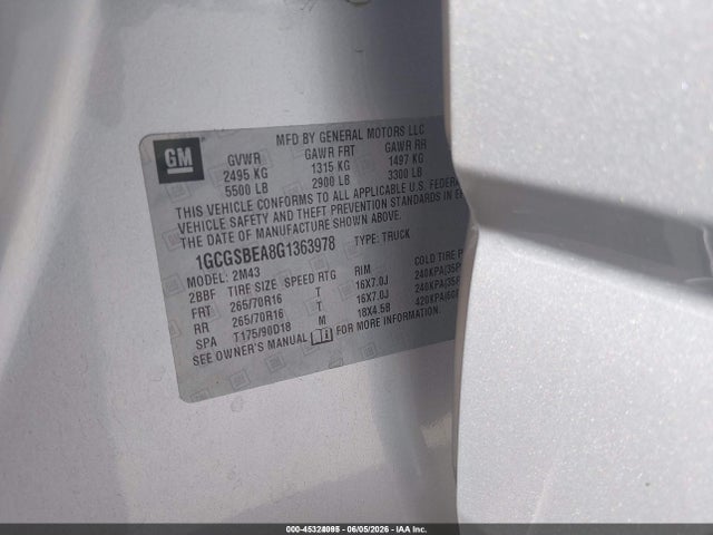 Chevrolet Colorado Wt 2016 1GCGSBEA8G1363978 Image 9