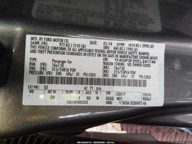 Ford FOCUS SE 2014 1FADP3F25EL241748 Image 9