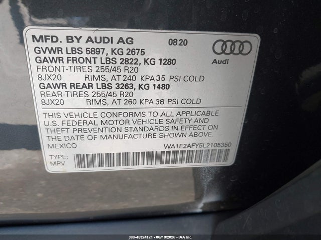 WA1E2AFY5L2105350 Audi Q5 Premium Plus 55 Tfsi E Quattro S Tronic