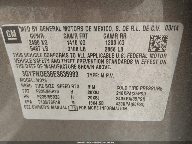 Aukcja sprzedaży 2014 Cadillac Srx Premium Collection, vin: 3GYFNDE36ES635983, numer aukcji: 45324134