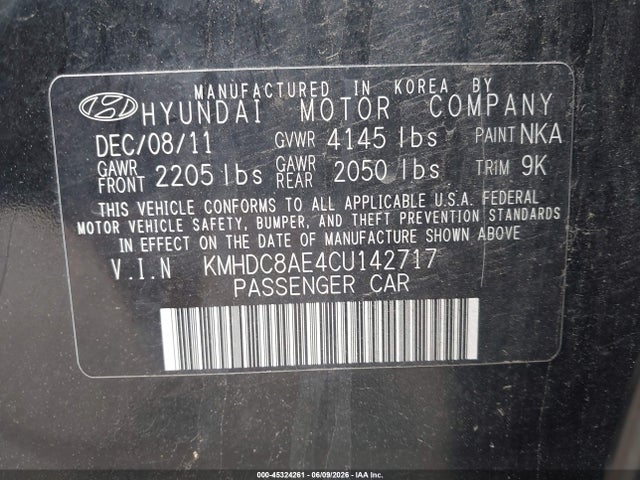 Aukcja sprzedaży 2012 Hyundai Elantra Touring Gls, vin: KMHDC8AE4CU142717, numer aukcji: 45324261