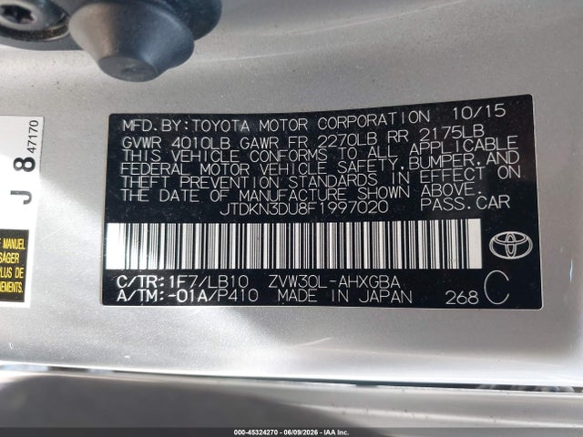 Toyota Prius Four 2015 JTDKN3DU8F1997020 Image 9