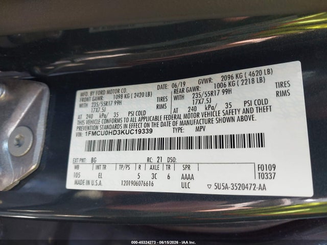 Ford ESCAPE SEL 2019 1FMCU0HD3KUC19339 Image 9