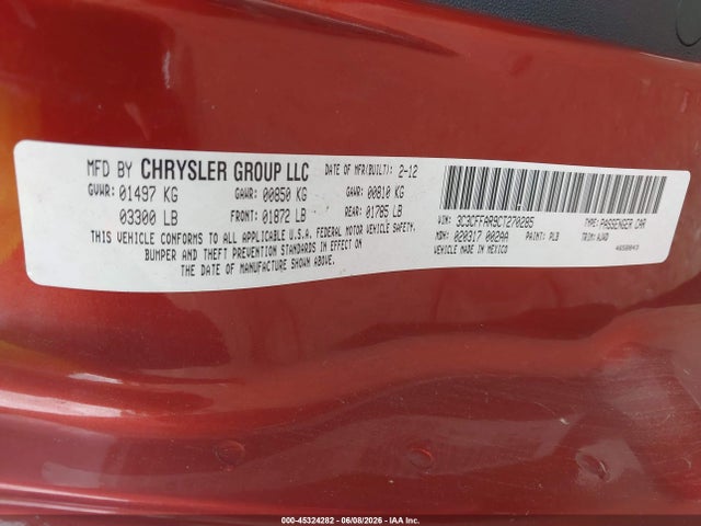 Продаж на аукціоні авто 2012 Fiat 500 Pop, vin: 3C3CFFAR9CT270285, номер лоту: 45324282
