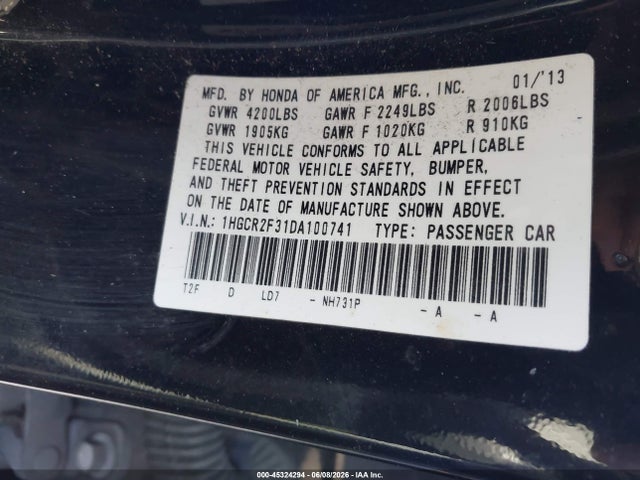 Продаж на аукціоні авто 2013 Honda Accord Lx, vin: 1HGCR2F31DA100741, номер лоту: 45324294