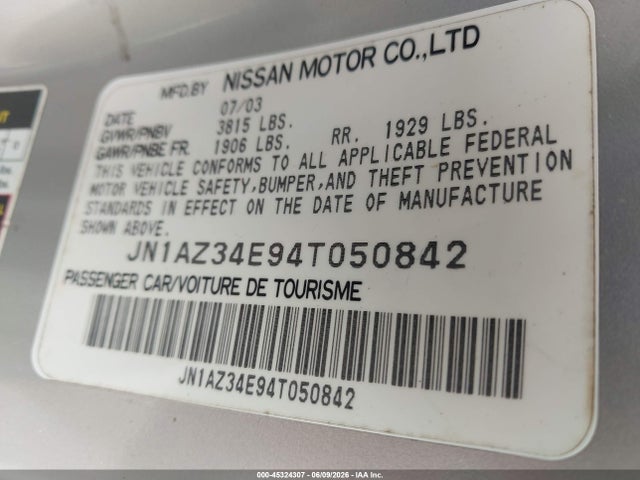 Продаж на аукціоні авто 2004 Nissan 350z Touring, vin: JN1AZ34E94T050842, номер лоту: 45324307