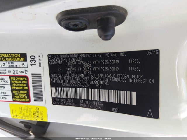5TDXK3DC8GS745536 Toyota Sienna Se 8 Passenger