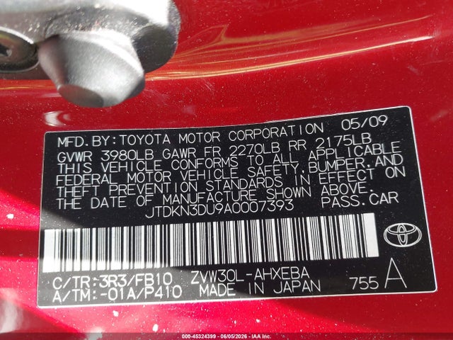 Aukcja sprzedaży 2010 Toyota Prius Iii, vin: JTDKN3DU9A0007393, numer aukcji: 45324399