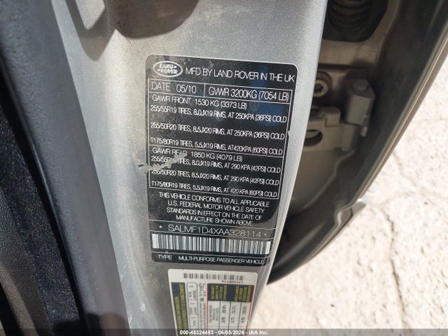 Продаж на аукціоні авто 2010 Land Rover Range Rover Hse, vin: SALMF1D4XAA328114, номер лоту: 45324483