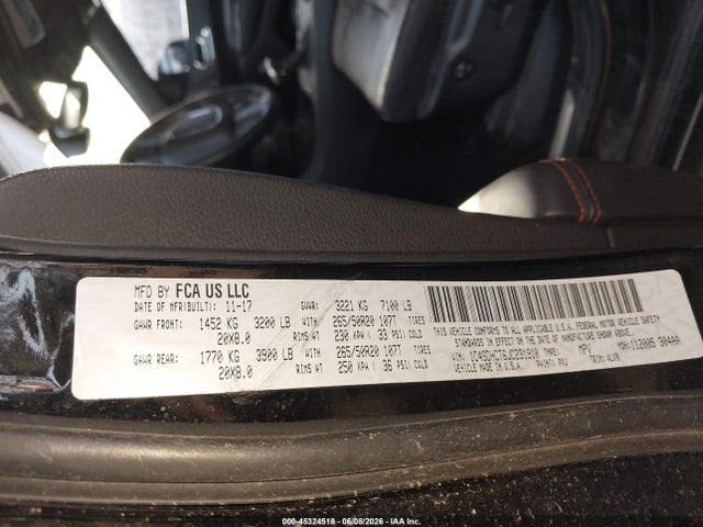 1C4SDHCT6JC231910 Dodge Durango R/t Rwd