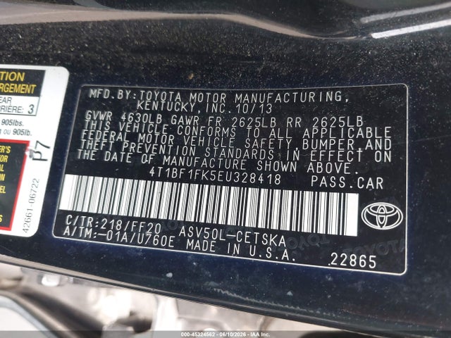 Aukcja sprzedaży 2014 Toyota Camry Se, vin: 4T1BF1FK5EU328418, numer aukcji: 45324562